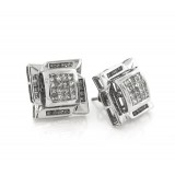 14Kt White Gold and Diamond Large Stud Earrings 1.37Ct